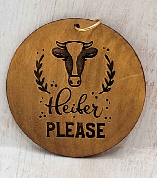 Wood Disc for Wristlets - Heifer Please