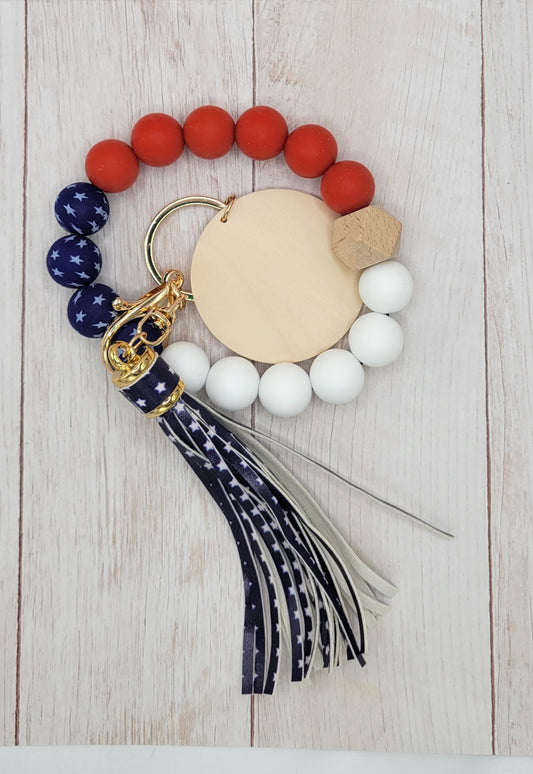 American Star Silicone Wristlet Keychain w/ Tassel