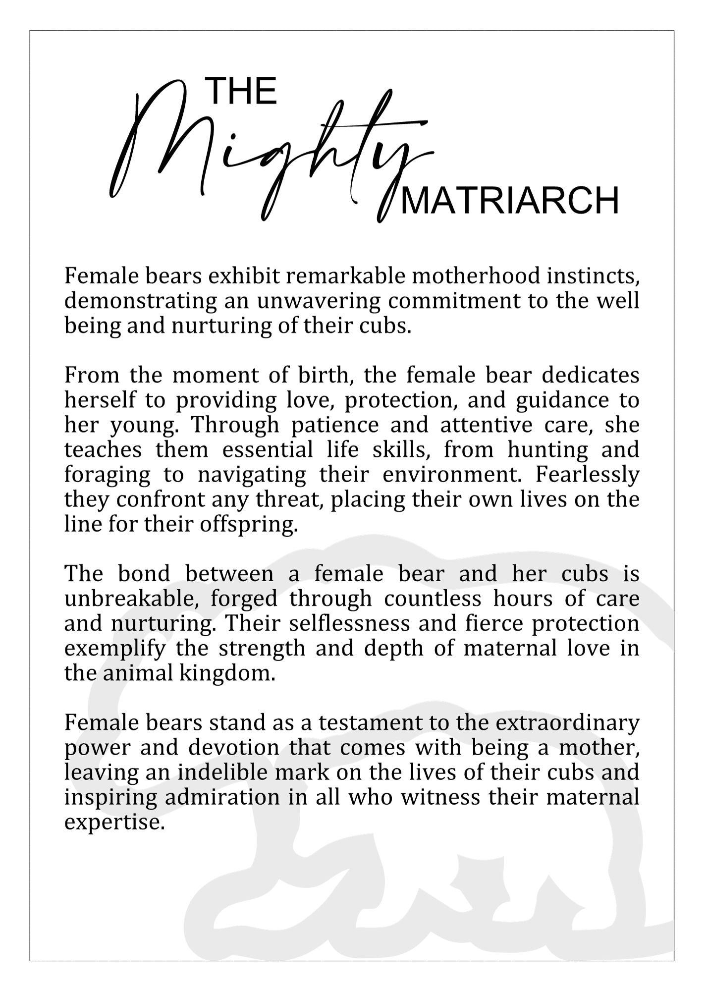 Story Ornament - Bears - The Mighty Matriarch